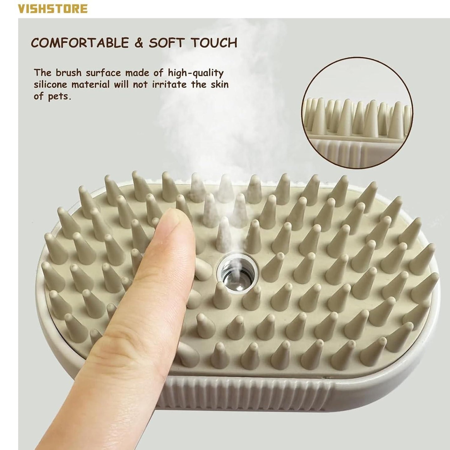 Pet Steam Brush – Gentle Grooming for Dogs & Cats