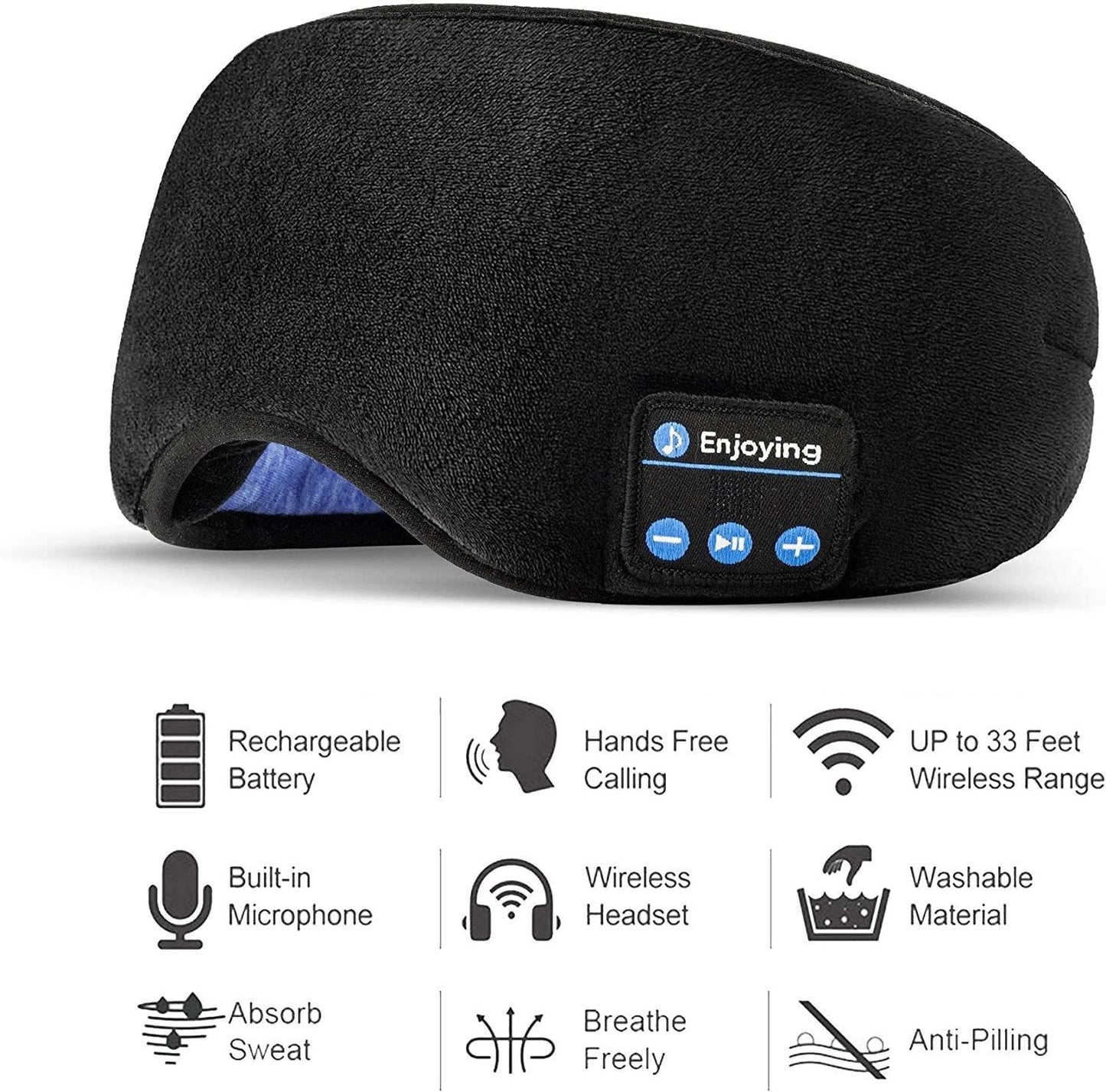 Wireless Bluetooth Sleep Eye Mask – 3D Contoured Music Eye Mask with HD Stereo Sound & Long Battery Life
