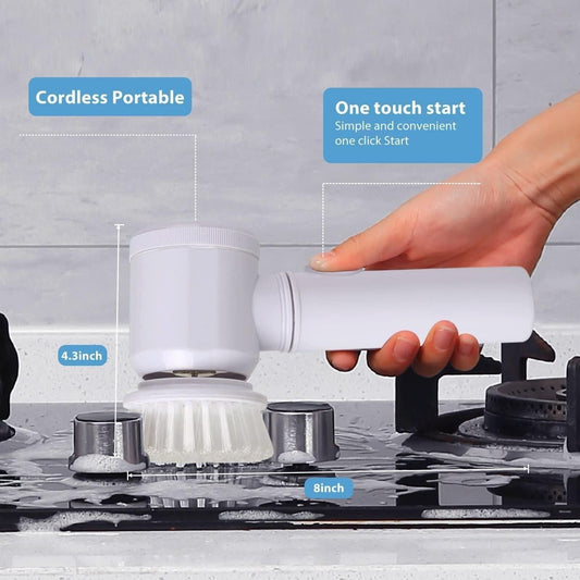 5 - in - 1 Handheld Kitchen Cleaning Brush – Cordless Electric Spin Scrubber with Interchangeable Brush Heads - Tech Haven#5 - in - 1 Handheld Kitchen Cleaning Brush – Cordless Electric Spin Scrubber with Interchangeable Brush HeadsTech Haven