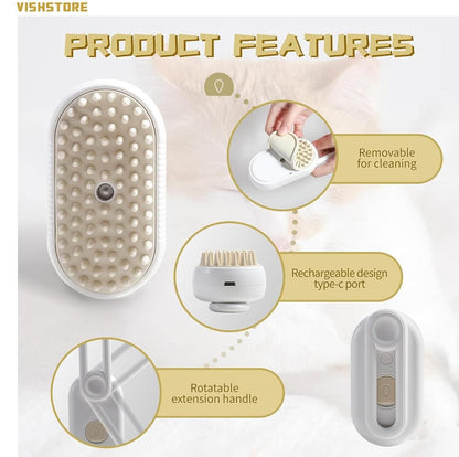 Pet Steam Brush – Gentle Grooming for Dogs & Cats